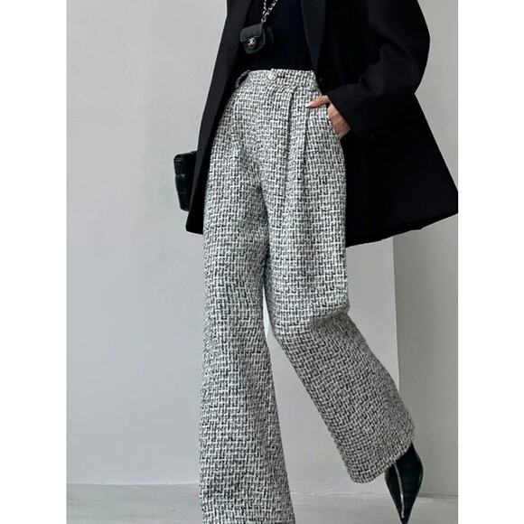 Tweed Wide Leg Dress Pants Size Medium Commense - Picture 1 of 5